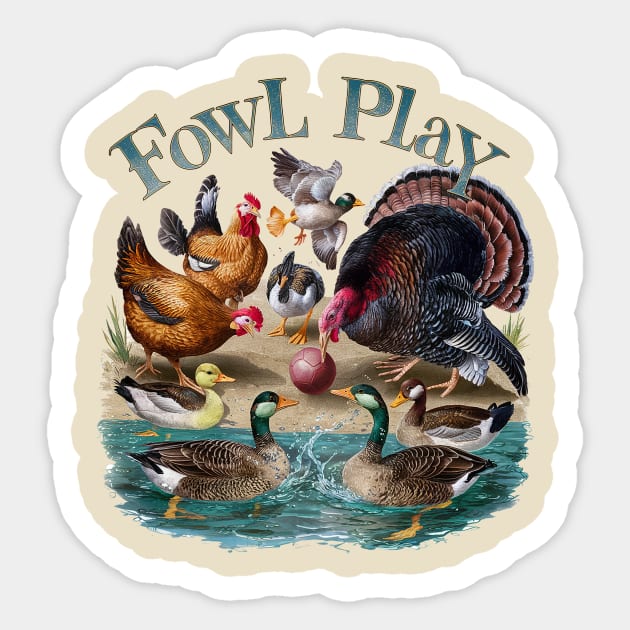 Fowl Play going on Sticker by Dizgraceland